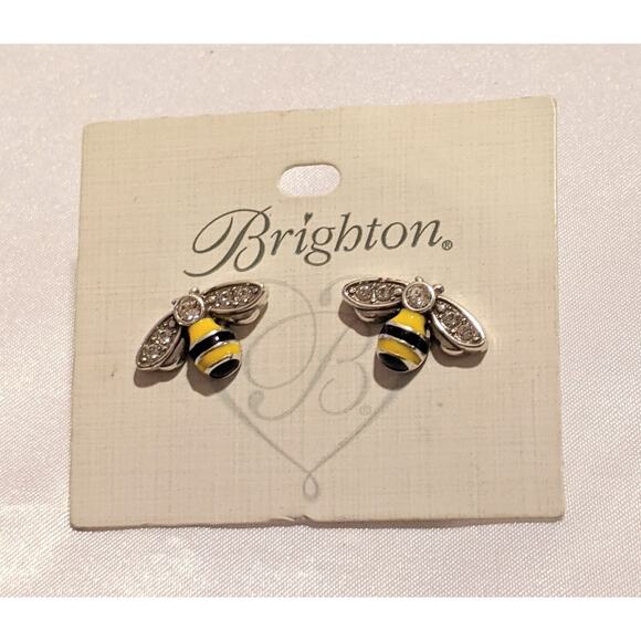 Brighton Bee Happy Mini Post Earrings Enameled Bumblebees w/ Crystals 5/8" EUC - Picture 2 of 4